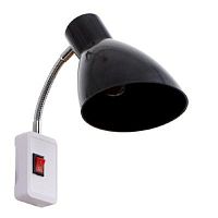 Переходник гибкий вилка-патрон  E27 300мм с выключателем Черный фото Переходник гибкий вилка-патрон  E27 300мм с выключателем Черный картинка